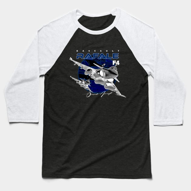 Dassault Rafale F4 French Fighterjet Aircraft Baseball T-Shirt by aeroloversclothing